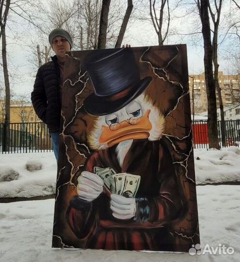 Современная картина Скрудж Макдак на холсте