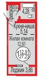 Квартира-студия, 27 м², 16/17 эт.