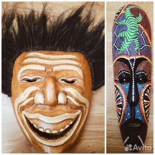 Маски африканские и барабан