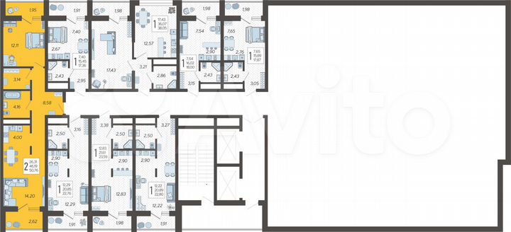 2-к. квартира, 50,8 м², 19/19 эт.