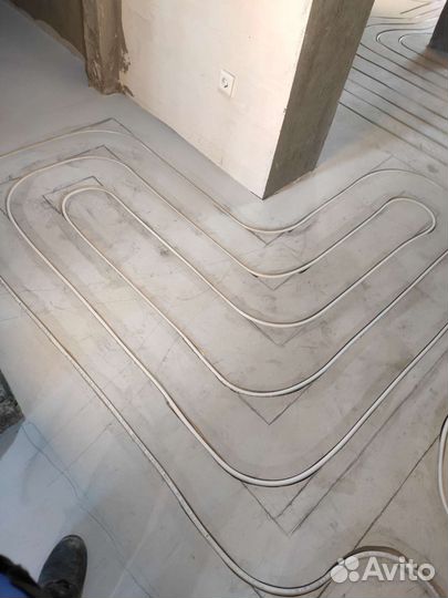 Теплый пол. Штробление стяжки. Сантехник Отопление