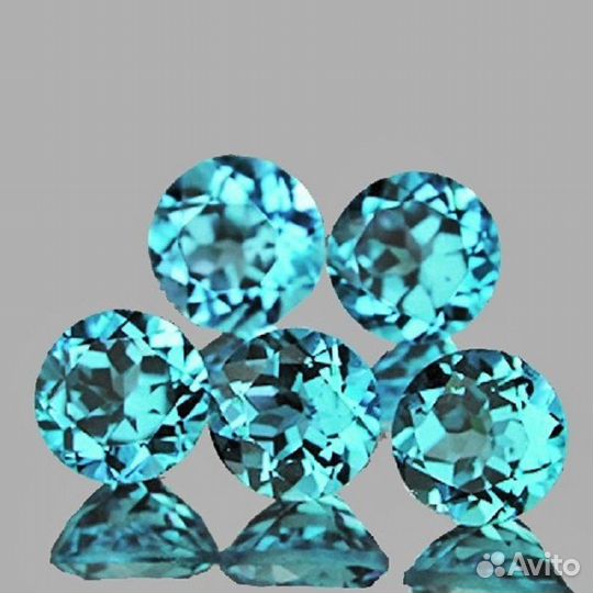 Апатит натуральный 1,56Ct 4мм 5шт VVS Круг Мадагас