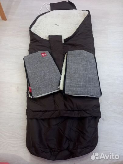 Зимний конверт в коляску на овчине и муфта