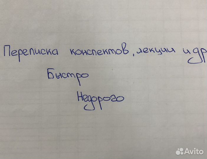 Перепишу лекции, конспекты и др