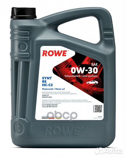 Масло Rowe 0/30 Hightec Synt RS HC-C2 синтетиче