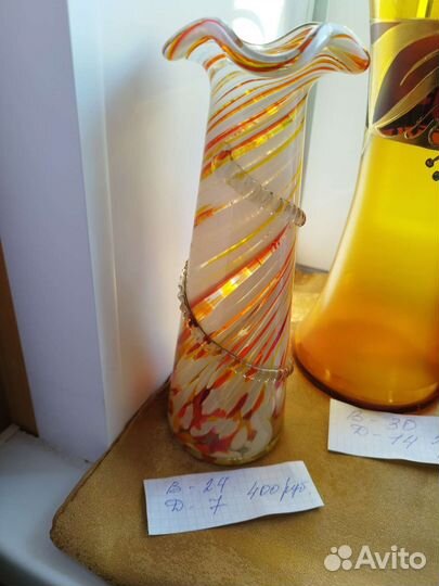 Вазы Чехия,хрусталь,цветное стекло