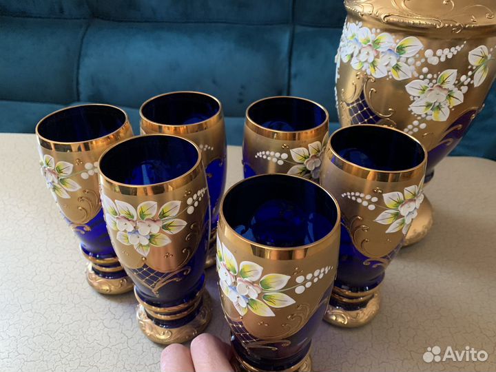 Графин со стаканами богемия