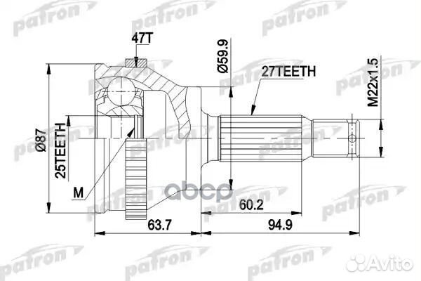 ШРУС нар. прав. 27х59,9х25 hyundai Sonata 98-04