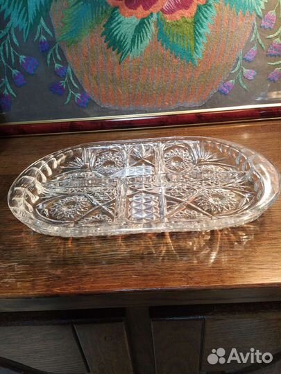 Блюдо-менажница хрустальная СССР