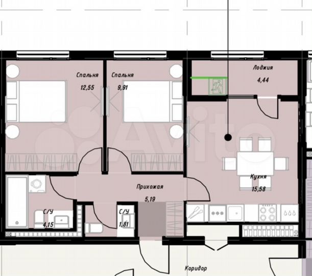2-к. квартира, 54 м², 7/9 эт.