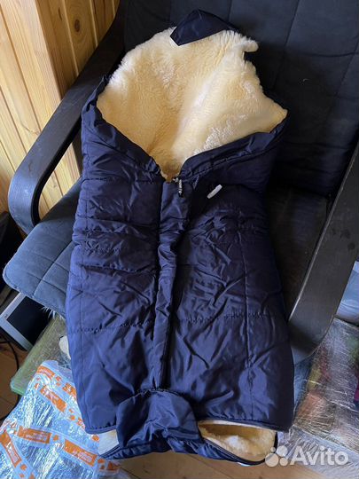 Зимний конверт в коляску на овчине