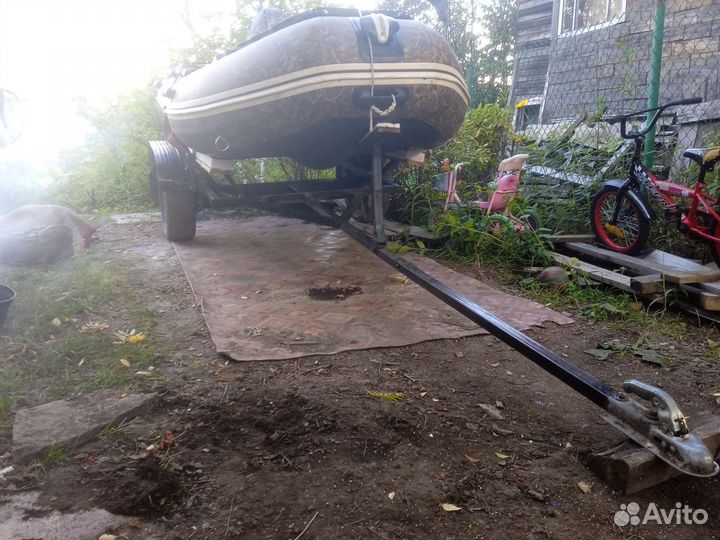 Лодка пвх мотор гладиатор 9.8, прицеп