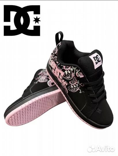 Кроссовки DC shoes court graffic розовые custom