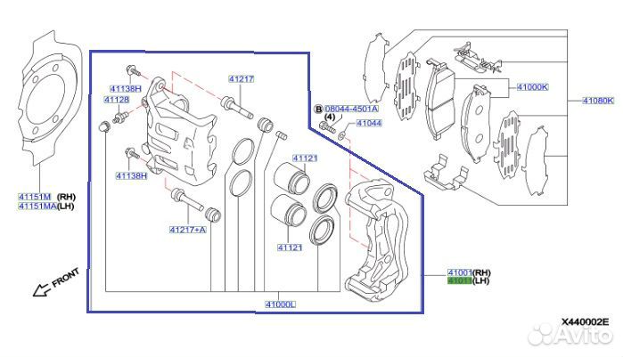 Суппорт тормозной передний левый Infiniti Qx50 J55
