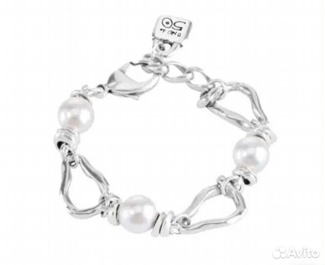 Браслет Uno de 50. C натурал. жемчугом и серебром