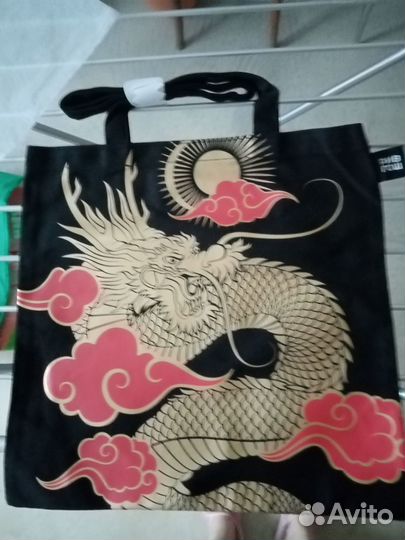 Сумка шопер с золотым драконом