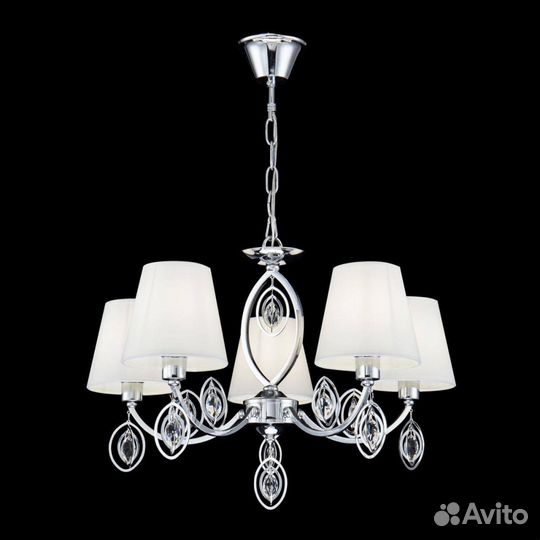 Люстра подвесная металл и текстиль в спальню