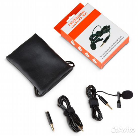 Петличный микрофон 1.5м + удлинитель + переходник