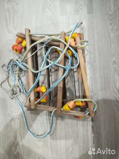 Качели детские деревянные веревочные