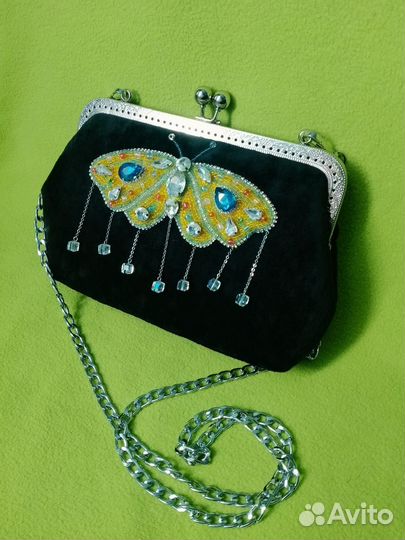 Клатч черный бархатный. Винтажный стиль