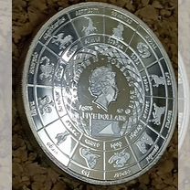 Монета 2012 знак зодиака Рыбы серебро ммд Токелау