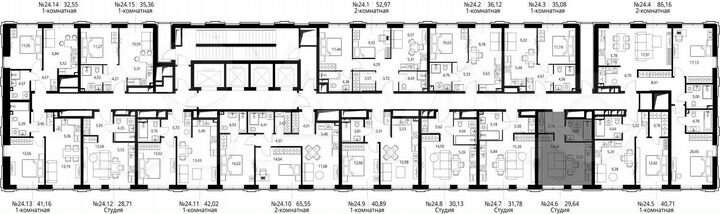 Квартира-студия, 29,6 м², 24/39 эт.