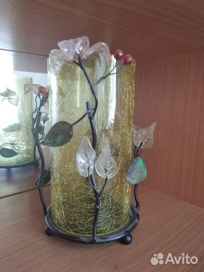 Ваза для сухоцветов стекло+металл