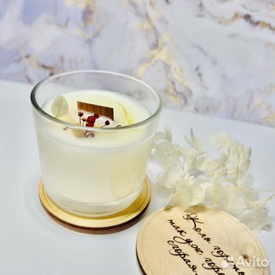 Баночные свечи с логотипом, с пожеланиями
