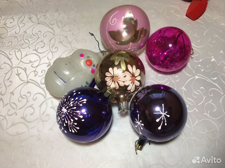 Елочные игрушки СССР шар, снеговик