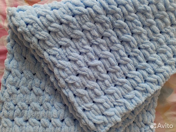 Плед детский вязаный ручная работа плюшевый