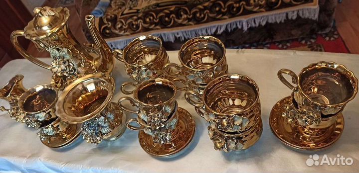 Сервиз Чайный и Кофейный золотой (винтаж СССР) 26п