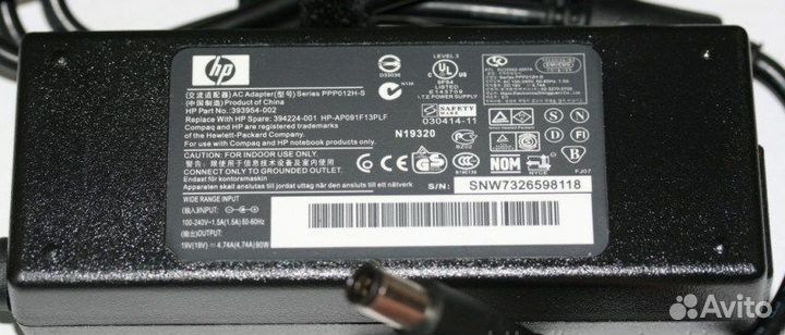 Блок питания HP 19V/4,7A (7.4x5.0 mm), с иглой MN