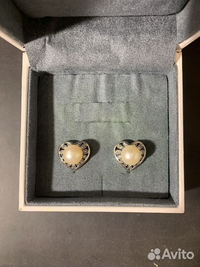 Серьги серебро с натуральным жемчугом
