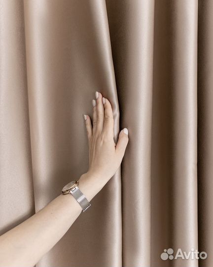 Портьеры глянцевые Аврора Миндаль шторы