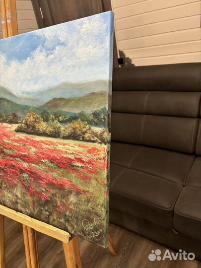 Картина маслом на холсте пейзаж горы маки