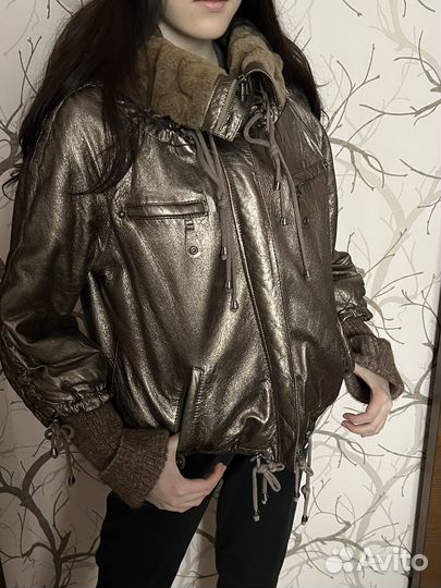 Дубленка натуральная винтажная женская короткая