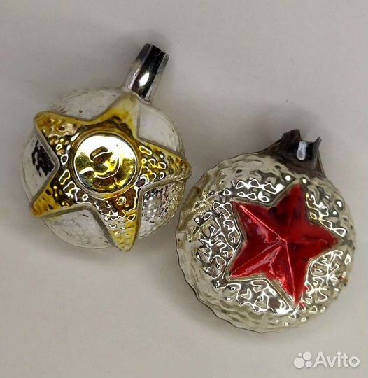 Ёлочные игрушки медальоны агитация 2шт. СССР