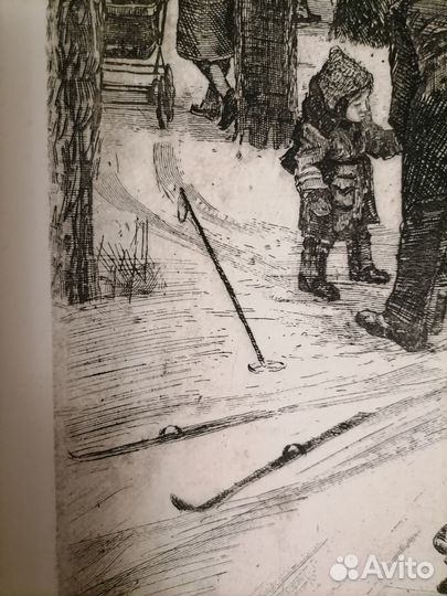 Офорт гравюра литография жанровая картина