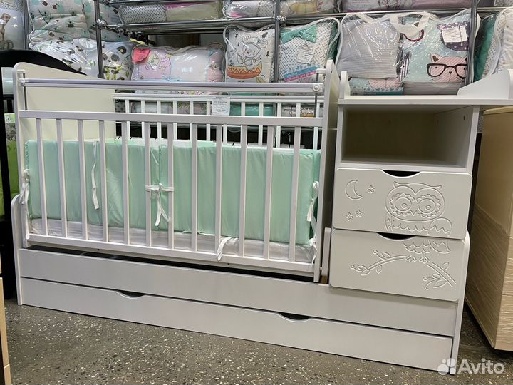 Кроватка трансформер маятник с комодом