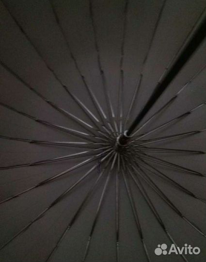 Большой зонт трость с кожаной ручкой