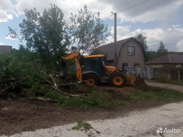 Расчистка участка, спил деревьев демонтаж