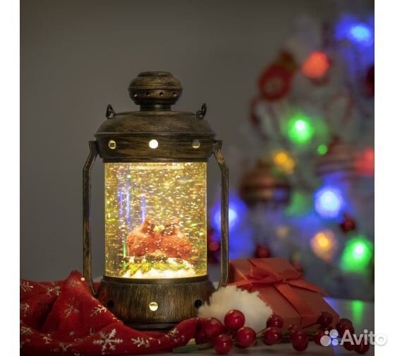 Новогодний декоративный светильник эра Красный кар