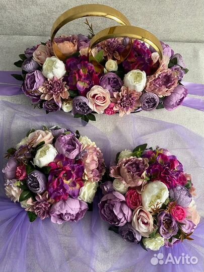 Свадебные украшения на машину (Лавандовые)