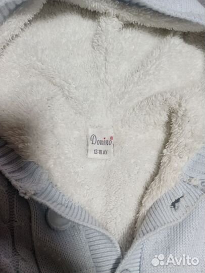 Комбинезон детский вязаный на меху 12-18 месяцев