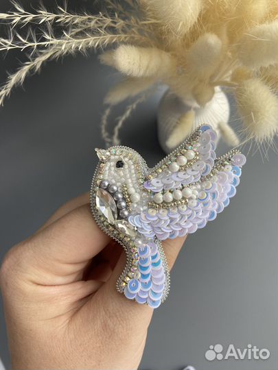 Брошь колибри ручная работа