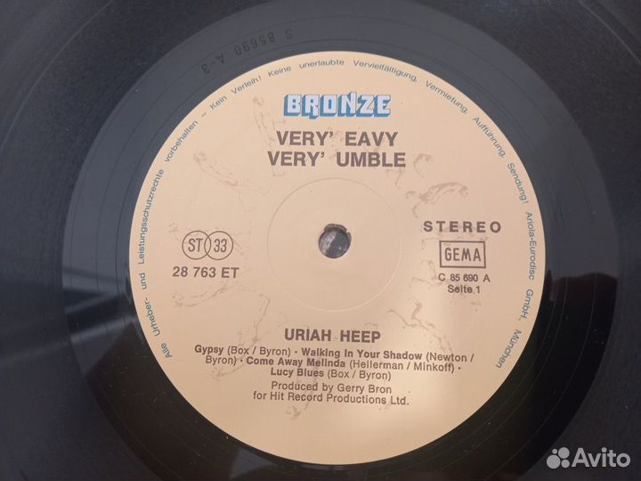 Uriah Heep –.Very 'Eavy Very 'Umble. VG+/VG