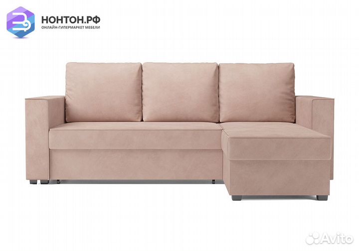 Угловой диван дельфин Рим микровелюр бежевый