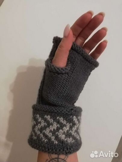 Вязаные Перчатки/Рукавички митенки