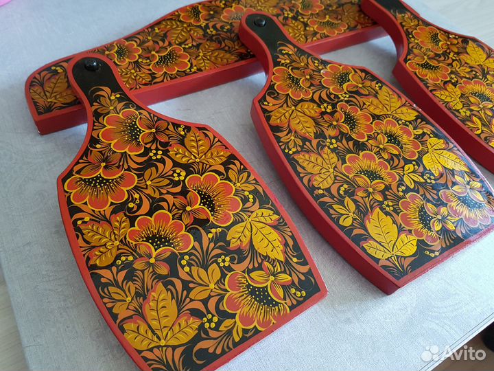 Набор разделочных досок. Хохломская роспись