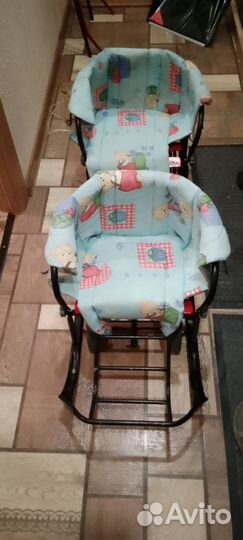 Зимние двойные санки с колесами большими